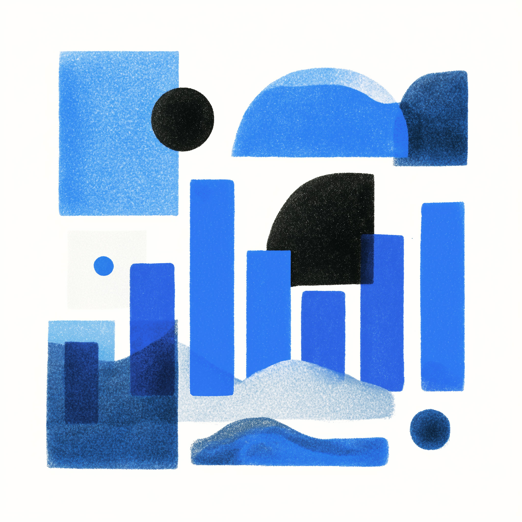 Ilustração com formas gráficas alusivas aos gráficos de dados.